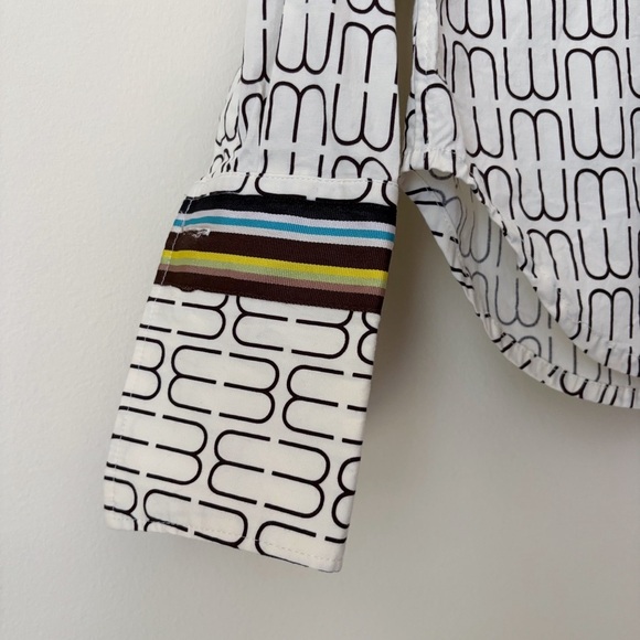 Winter & Miggs Button Front Shirt 6 Cream Brown Logo WM - Picture 3 of 8